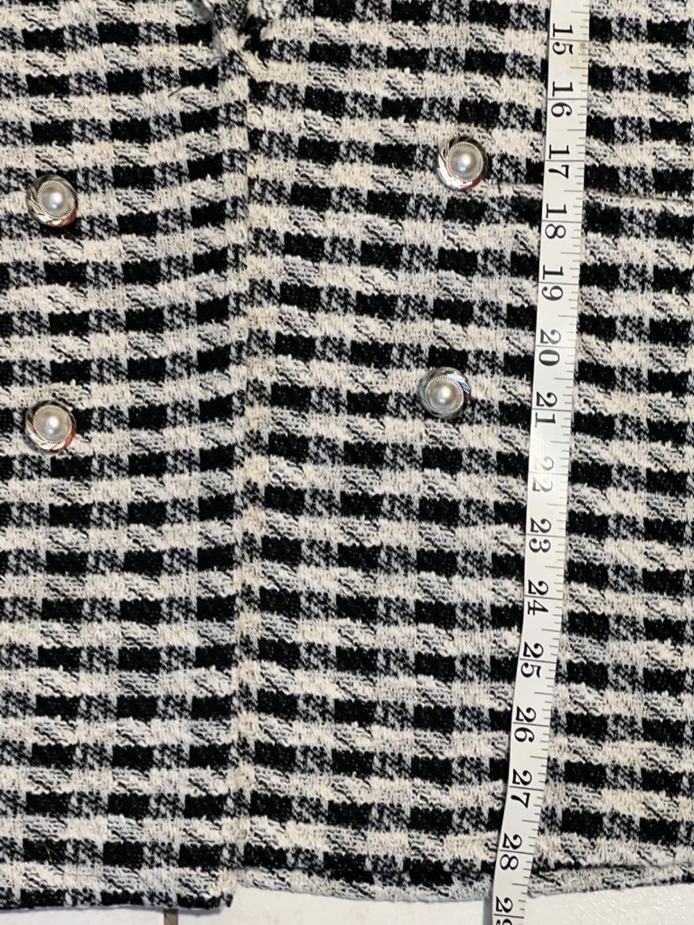 Messini Metallic Tweed Open Double Breasted Black/White Houndstooth Sz.L Jacket - Picture 9 of 15